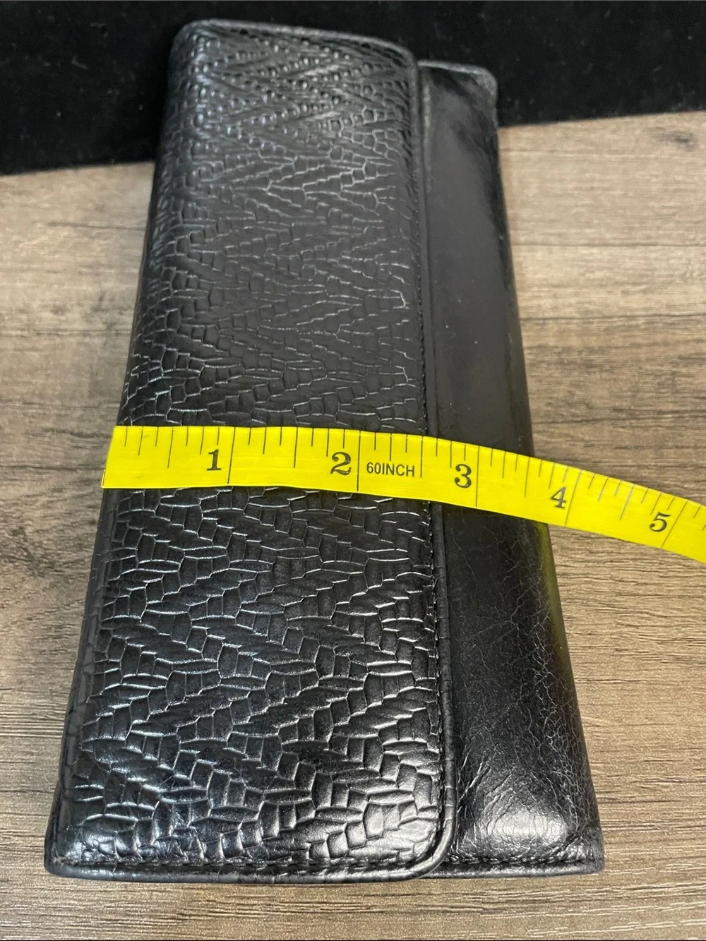 Hobo Classic Black Woven Leather Clutch wallet.